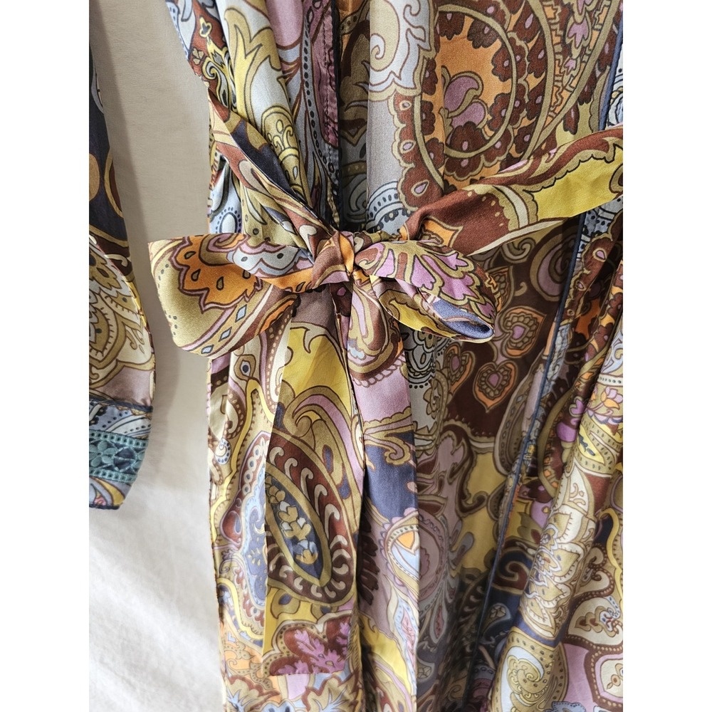 Johnny Was M Sandalwood Tove Kimono Duster 100% Silk Embroidery Pockets $435 - Picture 12 of 15